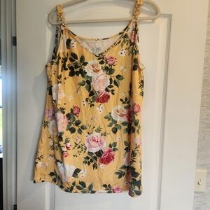Unbranded Floral Womens Top in Yellow Size 2XL Euc